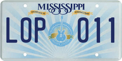 MS license plate LOP011