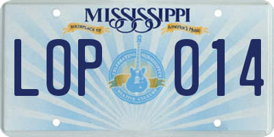 MS license plate LOP014