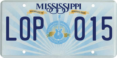 MS license plate LOP015