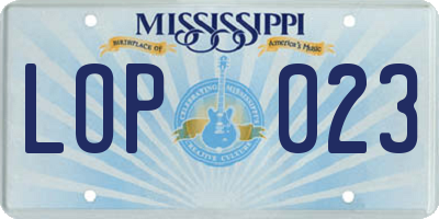 MS license plate LOP023