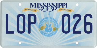 MS license plate LOP026