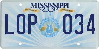 MS license plate LOP034