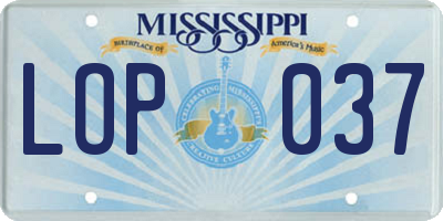 MS license plate LOP037