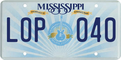 MS license plate LOP040