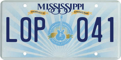 MS license plate LOP041