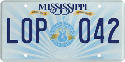 MS license plate LOP042