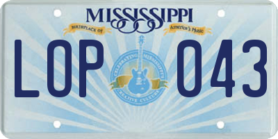 MS license plate LOP043