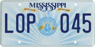 MS license plate LOP045