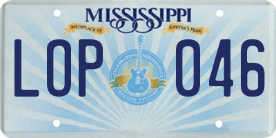 MS license plate LOP046