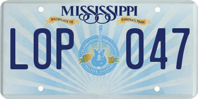 MS license plate LOP047
