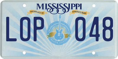 MS license plate LOP048