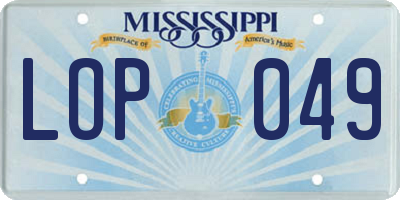 MS license plate LOP049