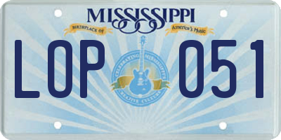 MS license plate LOP051