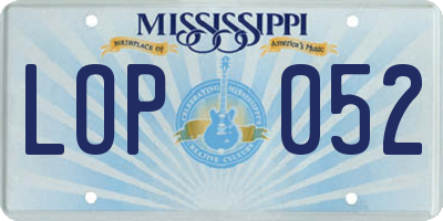 MS license plate LOP052