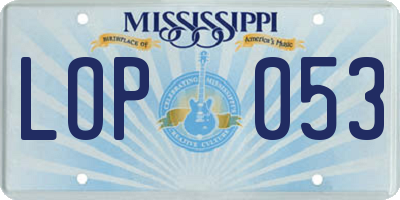 MS license plate LOP053