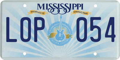 MS license plate LOP054
