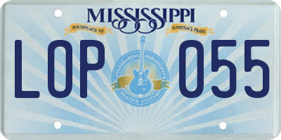 MS license plate LOP055