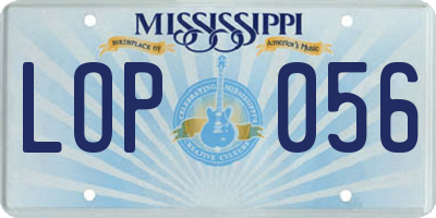 MS license plate LOP056