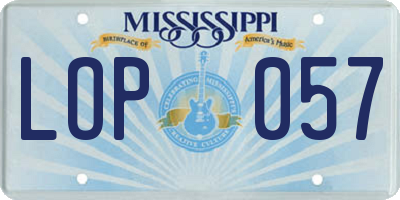 MS license plate LOP057