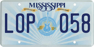 MS license plate LOP058