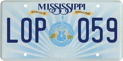 MS license plate LOP059