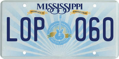 MS license plate LOP060