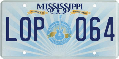 MS license plate LOP064