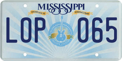 MS license plate LOP065