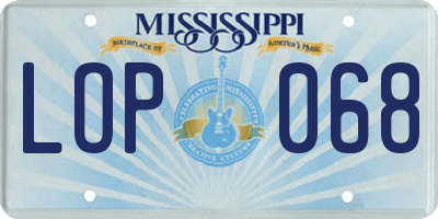 MS license plate LOP068