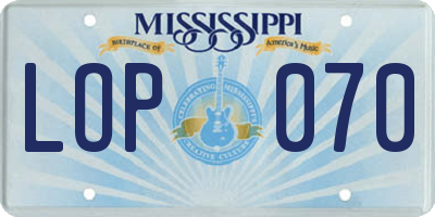 MS license plate LOP070
