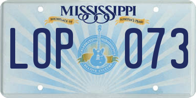 MS license plate LOP073