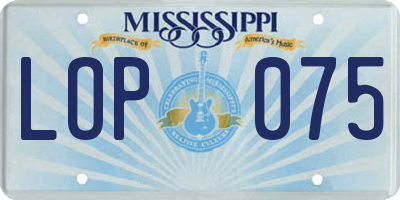 MS license plate LOP075