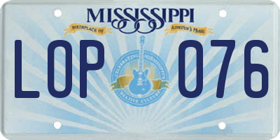 MS license plate LOP076