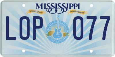 MS license plate LOP077