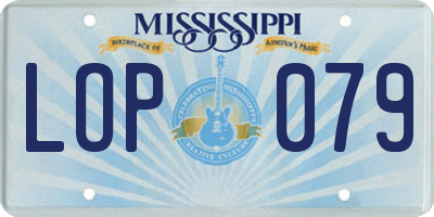 MS license plate LOP079