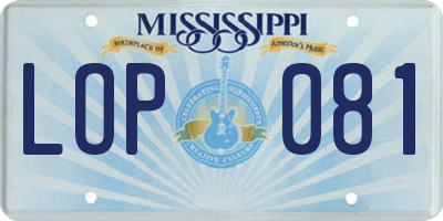 MS license plate LOP081