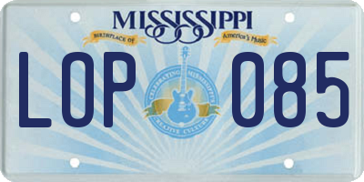 MS license plate LOP085