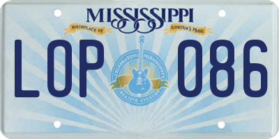 MS license plate LOP086