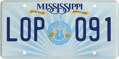 MS license plate LOP091