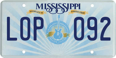 MS license plate LOP092