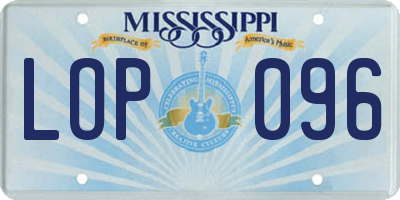 MS license plate LOP096