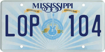 MS license plate LOP104
