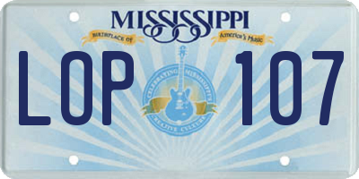 MS license plate LOP107