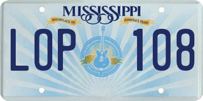 MS license plate LOP108