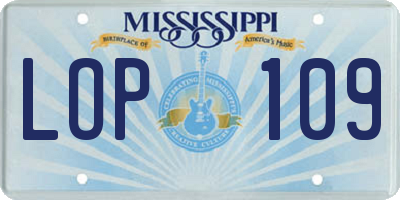 MS license plate LOP109