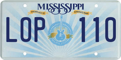 MS license plate LOP110