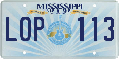 MS license plate LOP113