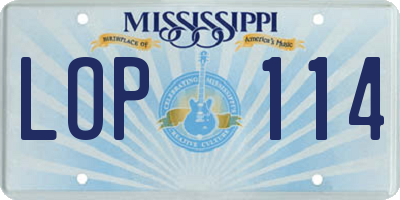 MS license plate LOP114