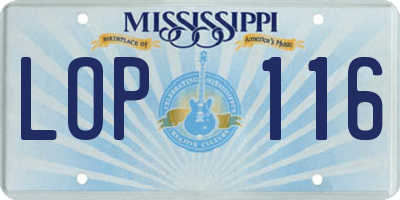 MS license plate LOP116