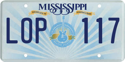 MS license plate LOP117